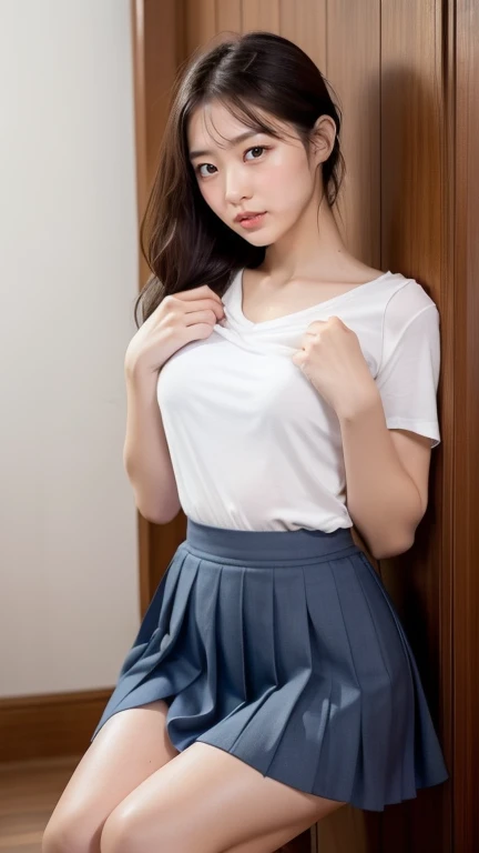 /*Quality writing*/ of the highest quality, 16 K, masutepiece, hyperdetailed face, very detailed lips, Detailed eyes, Realistic pupils, BREAK, /*Characters and expressions*/ Extremely beautiful girl, japanaese girl, 1 girl, Beautiful elementary school students in Japan、 (straight haired: 1.2), ((weeping)), tearful, (Slimed、small tit、flat boobs、small tit)、Photorealsitic、detaileds, Skin Texture, ultra-detailliert、Delicate and sexy collarbone、Super Detailed Face、Detailed lips、A detailed eye、二重まぶた、a baby face、(((8 years old girl)))、 BREAK /*garments*/ (Cute school uniforms for girls:1.5), Destroy the transparent white panties /*the pose*/ nice hand, Perfect hand breaking /*Angular posture*/ ((Lift the skirt, Lift the skirt yourself)), White panties, /*エロ*/ Open your clothes, (Show ), ((Very detailed )), BREAK /*Angular posture*/ ((Infirmary), (a bed), Looking at Viewer