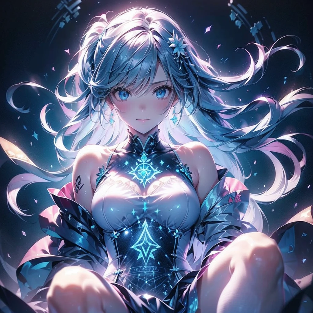8k wallpaper,tmasterpiece,cinmatic lighting,top Quority,illustratio,Dramatic angles,((a color:1.1)),((Colored inner hair:1.4)),
1girll, solo, long blue hair, SakuraNS, Pink eyes, Cross necklace, parted lip, a white choker, liquid hair, Light blue hair, By bangs, By bangs, From the side Side, contours, The upper part of the body, blue hairs, simple backgound, pink back ground, exposed bare shoulders, sportrait, looking at viewert, white dresses, hairsbetweeneyes, colorfulhair, Galaxy Background, Nebula, 耳Nipple Ring,jewely, majestic space creature