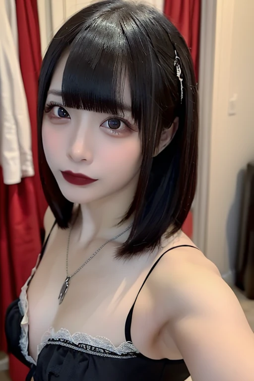 (SFW:1.8, highest quality、highest quality、masterpiece、Ultra-high resolution, 8k, RAW Photos, Realistic: 1.4), (Safe and secure、All ages、safety sensor、Absolutely safe, safety)
From feet to head、One Girl, The body is slim、Oval Face, pore, (Colored contact lenses、Lip gloss, Long eyelashes), ((Jirai Girl, Jirai Type Makeup:1.3))、(Mega size super big breasts:1.5),Long black hair, (Oily skin, Glowing Skin), (accessories), 
(Little devil smile face、Sexy smile expression:0.8,  Open your mouth、Seducing girl), 
(Sexy pose, Late Night:1.5), Off-the-shoulder knitted dresses、I see big breasts、
