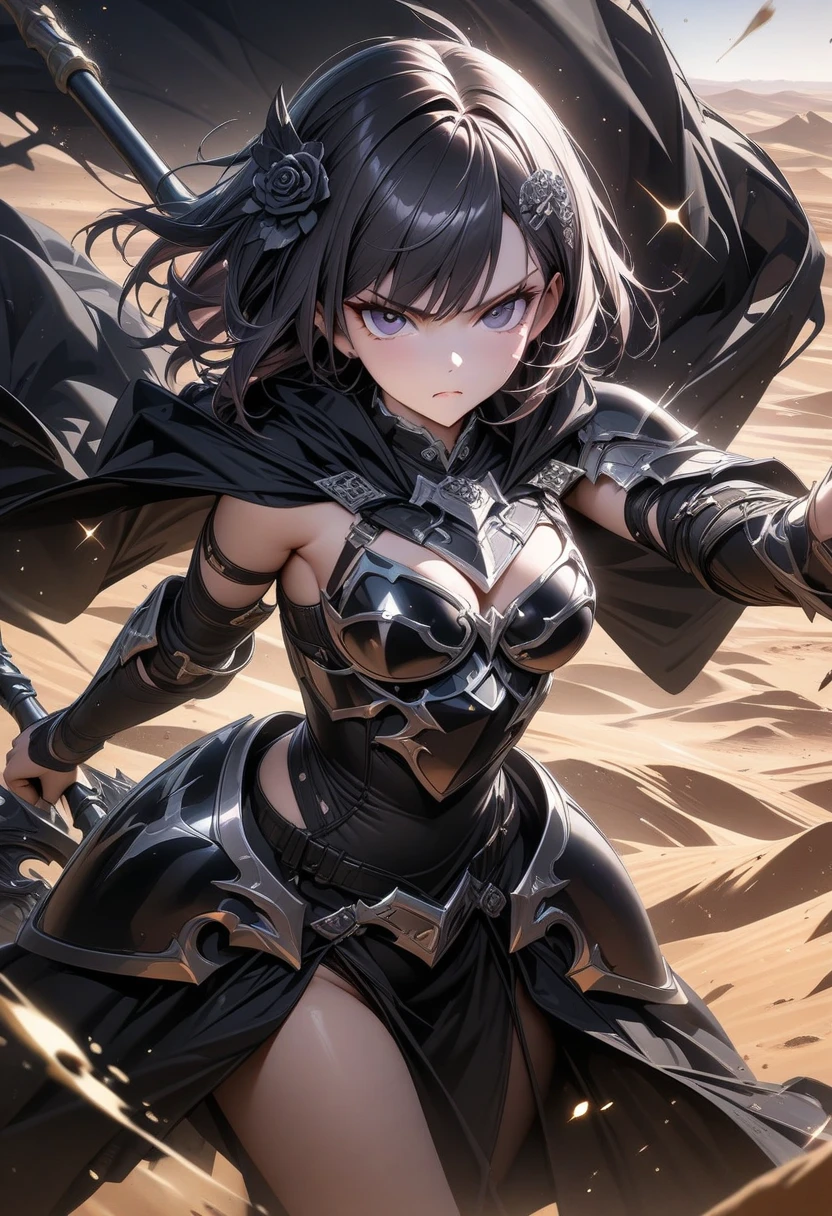Thin cute girl, tied hair, skinny,sexy fantasy armor, carrying a huge sword, battle stance, bruises, blood, determination