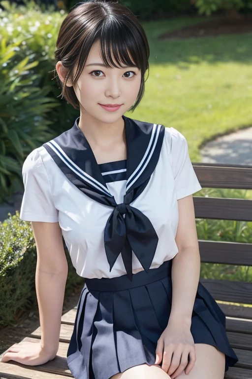 Pure Japanese school girl, sexual attractive, wearing loose uniform, natural hairstyles, sweet smile, sitting, refreshing in early summer, professional nudity photography,