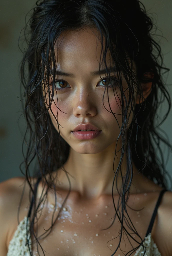Best quality, masterpiece, ultra high res, (photorealistic:1.4), raw photo, 1girl,
wet hair, wet body, water drop on the skin, directed by shane mcmellen, in the style of neon-lit pop art, photo taken with ektachrome, distorted portraiture, surreal sculpture, gothic dark and moody tones, softbox lighting, instax film
crying