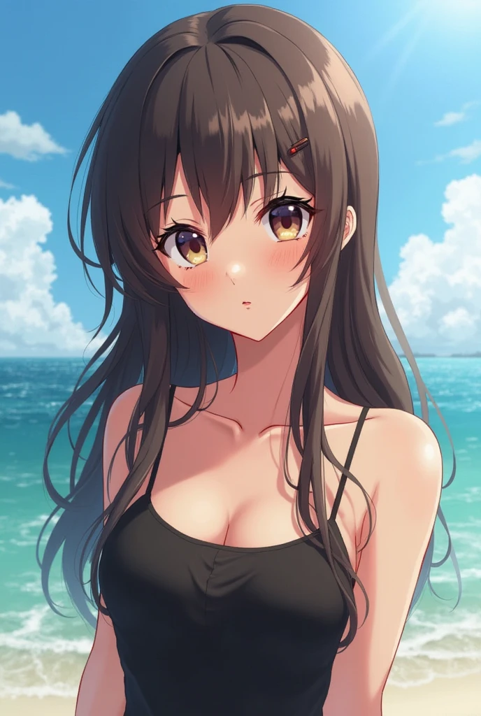 Focus on the face of a cute high school girl、Bikini