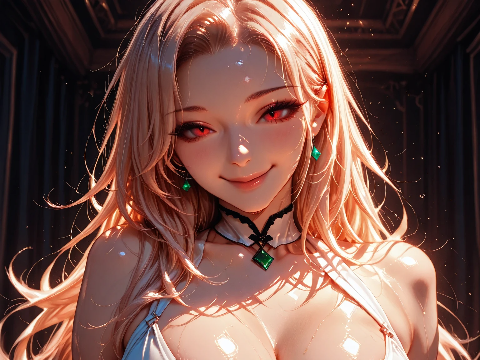 solo、Female 1、8k, RAW image、lively、Crisp double、long eyelashes、big breasts、cleavage emphasis、big cleavage、White V-neck off-shoulder that sticks to your skin、long sweater maxi dress、sweaty face,Shiny pink gloss lip、sexy lips、standing pose、get horny、sexy face、background bokeh、(full shot)、((beautiful feet、Sexual facial expressions、a seductive look)), (Thin small face、sharp chin、small mouth、(((sweat,glowing skin、shiny skin、oil skin)))、((full shot))