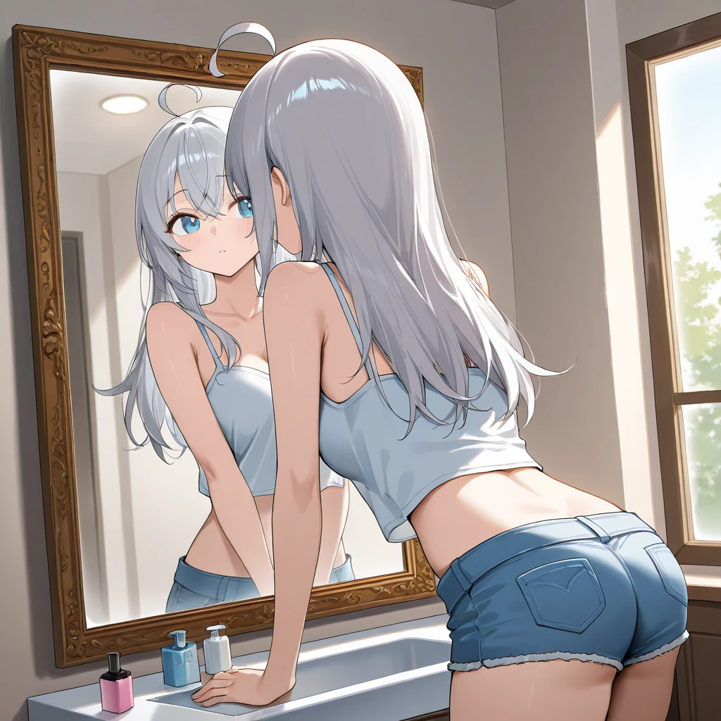 Silver Hair、older sister、beautiful girl、sexy、??? in mouth{Highest quality}{{Masterpiece}}