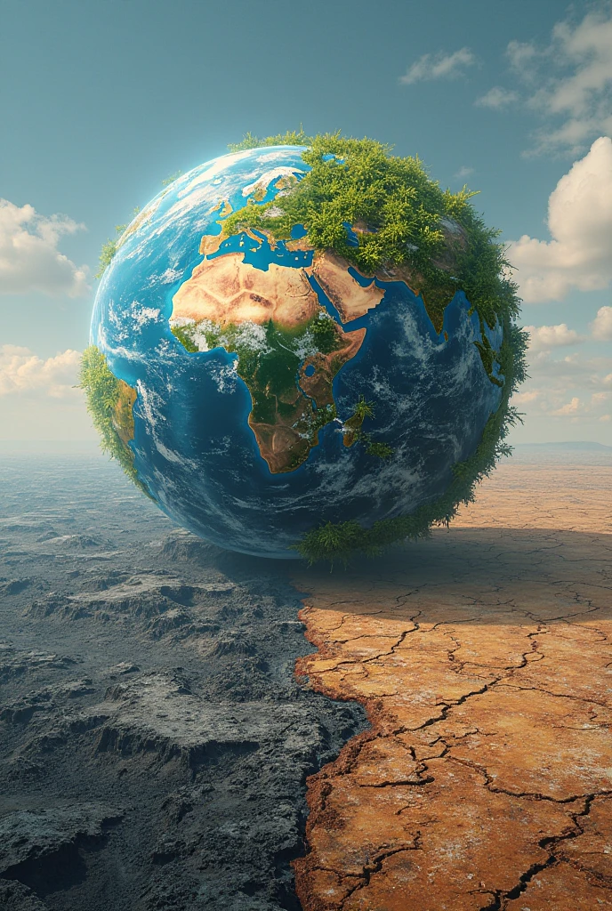 Global warming symbol image, earth planet melting 