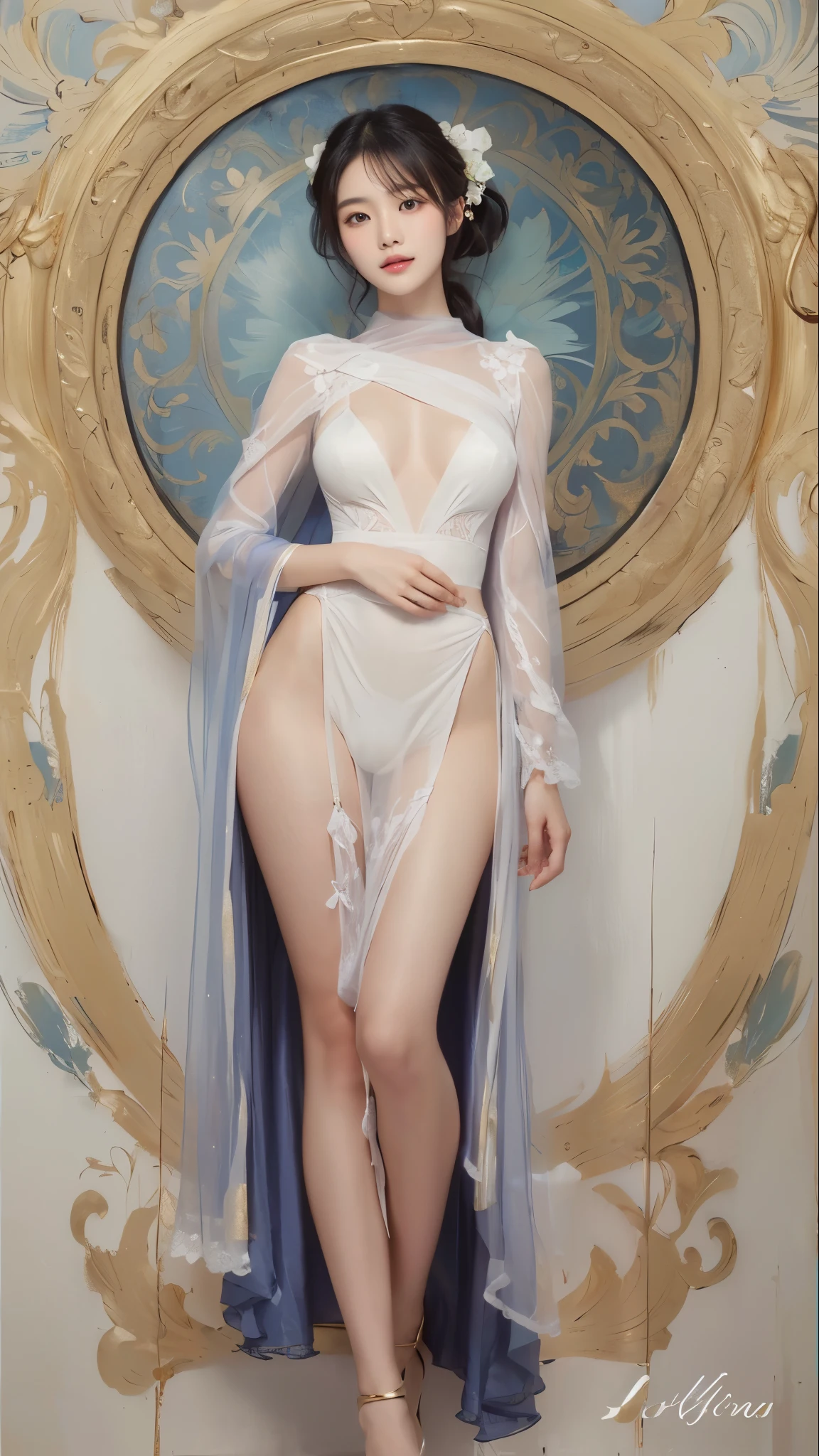 beautiful and delicate woman,The details of the eyes and face are very rich, exquisite eyes, super detailed, High resolution, The content is very detailed,best quality,EnLightenment,Unite,8k wallpaper,masterpiece,best quality,imagine,1 girl,Put on sexy blue bikini, huge breasts,Bikini has bright red pattern, Metallic style powder blue priest cloak,priest hat,standing posture,long legs,Put on powder blue boots,look at the audience,Face the audience,flowing long hair,Surreal 8000g,Impeccable,masterpiece,professional artwork,famous artwork,Light,movie bloom,perfect face,pretty face,fantasy,Dreamy and magical,not real,intricate details,Exquisite pattern…Korean woman’s face