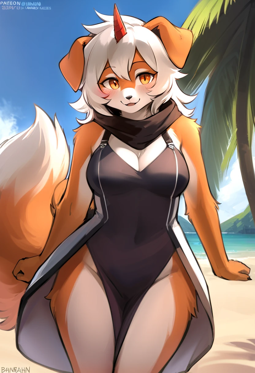 alone, score_9,score_8_up,score_7_up, anthro female jolteon, lifeguard swimsuit, beach background, standing, happy, sunglasses.
