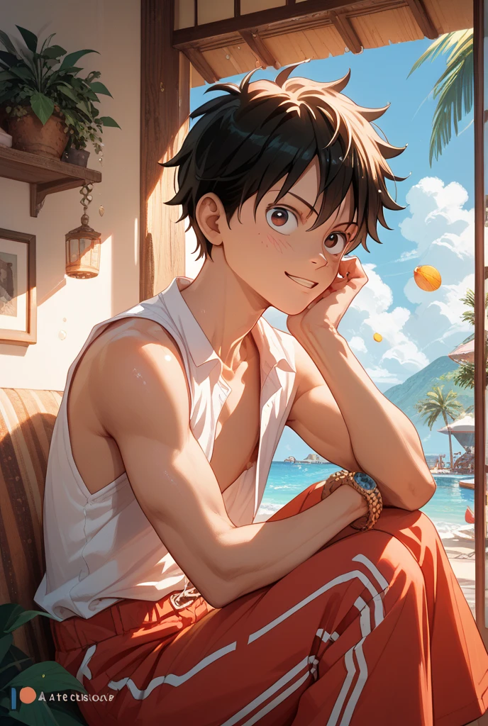 Jimmy Williams very young kid boy black hair casual clothes big smile on beach