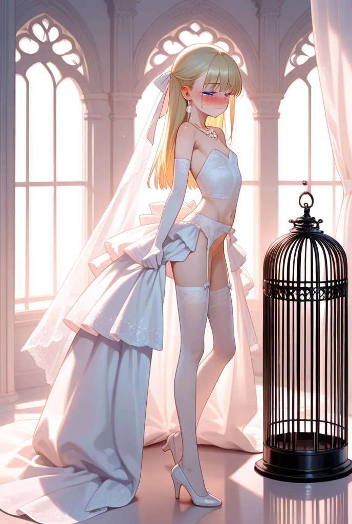Sexy blonde pale girl. . (perfect quality ).. (oily skin) . . vibrator . Thick collar. . Sexy . Wedding dress bDSM slave. . drooling. . . high heels. Walking down the aisle. cumming. Ballgag .