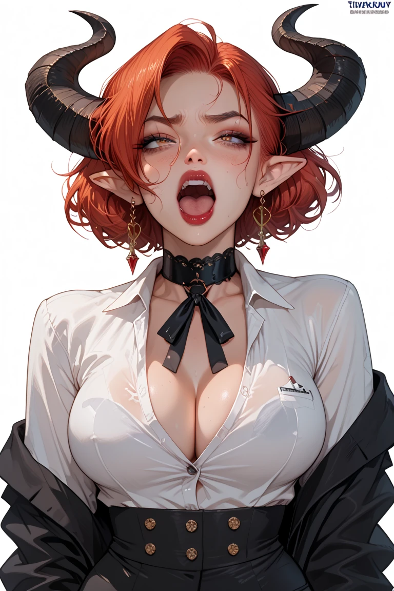 masterpiece, detailed, high quality, absurdres, adcvr, 1girl, solo, eyeliner, eyeshadow, blush, large breasts, curvy, wide hips, open clothes, revealing clothes, see-through, cowboy shot,