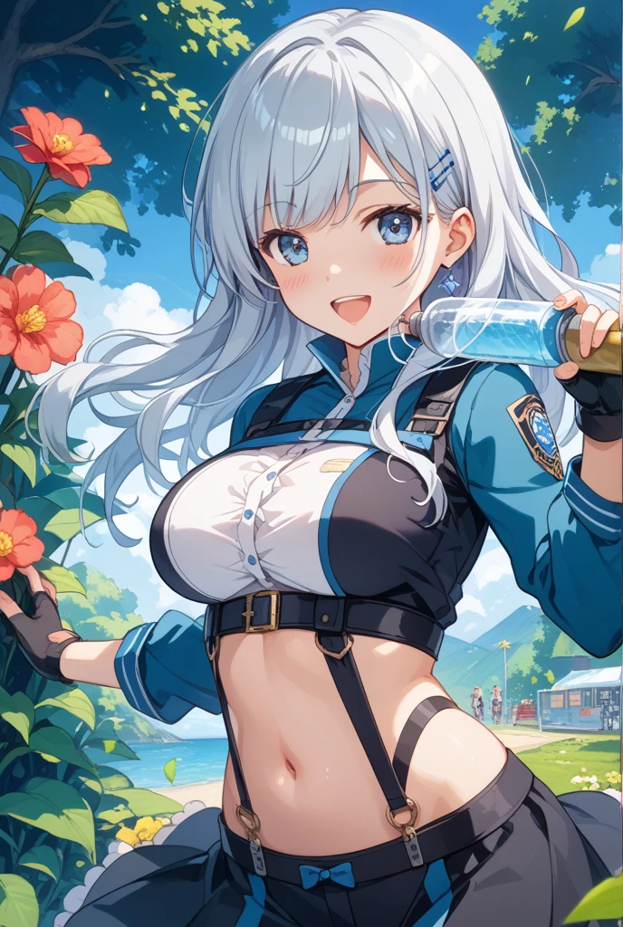 Erotic Anime Illustration、Highest image quality、A voluptuous nympho gal shows off her vagina at the underwater temple、sailor suit、sloppy stomach、perfect proportions、Overwhelmingly big breasts beyond the norm、thick legs with fat、big areola、Beautiful shining eyes、cowboy shot、smile、get into heat、shaved pussy、exposing nipples、spread legs、Vagina depicted in detail、sweating