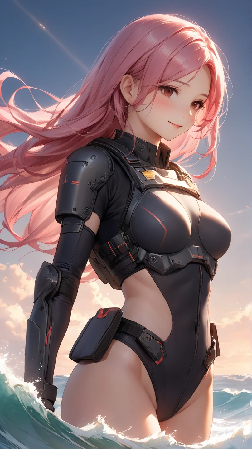 ((Sexy and beautiful female ninja)), ((22-year-old beauty)), ((beautiful and cool smile)), ((colorful long hair)), ((pink and black outfit) ), (( Rich bust)), ((gradient eyes)), ((background is a cyberpunk city)), fascinating makeup, single view, NFFSW, UHD, retina, masterpiece, accurate, anatomically, scientifically correct, Textured skin, super detail, high detail, high quality, award winning, top quality, high resolution, 1080P, HD, 4K, 8k, 16k