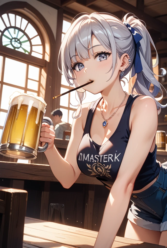 Very drunk girl big size cilicone tits pixar animated happy drinking whisky 