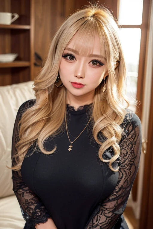 best quality, masterpiece, highres, (detailed:1.4), 1 girl, (thick eyeliner), bright hair color, streak, hair extensions, thick eyeshadow, Fair-skinned, extremally thin eyebrows, Highlighted eyes with eyeliner, false eyelashes,show off ??????? under white shirt,press ??????? together