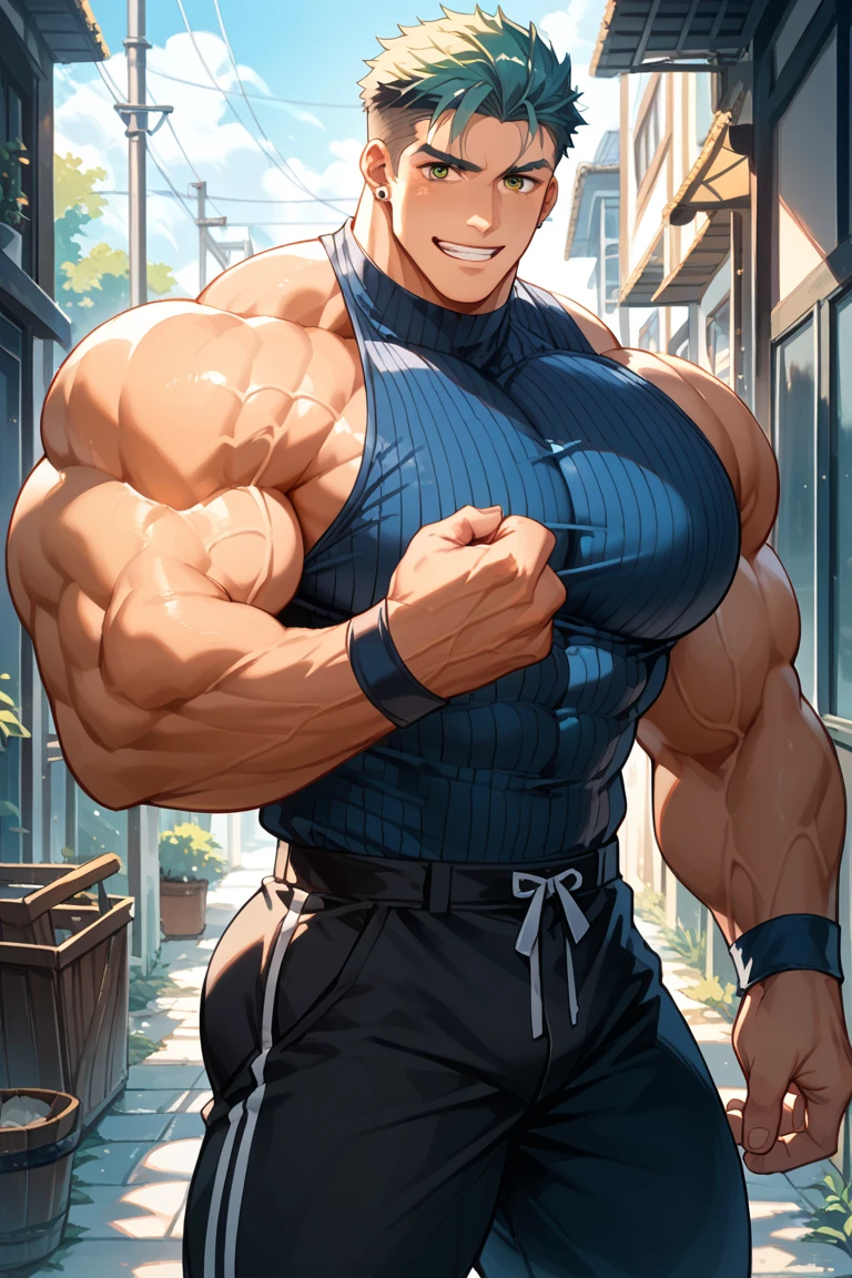 (masterpiece, Highest quality:1.2), smile, View your viewers, Huge muscles､Huge penis,David,Tight suit