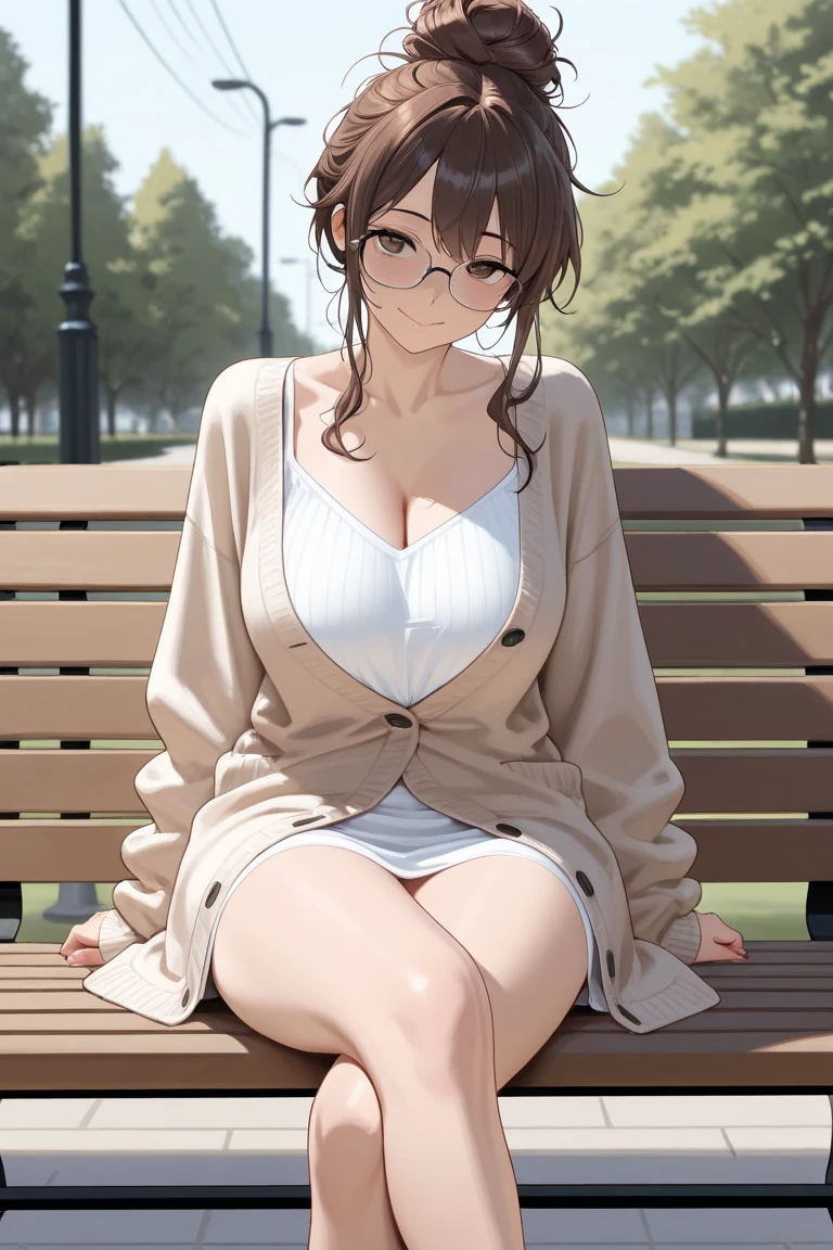 (Very detailed, 最high quality, Anatomically perfect body),High resolution, high quality, One girl, Anime Girls,Brown long hair, Brown eyes, Green glasses,heart shaped pupils,Sunburned skin, Large Breasts,beautiful breasts,pointy breasts,(Big Ass),beautiful ass,Embarrassed,Pink Cardigan,Pink Skirt,lower body,sitting,(open legs),cherryblossom,at cafe,(lemon juice),(orange juice),(Pineapple juice),(Mango juice),(water),