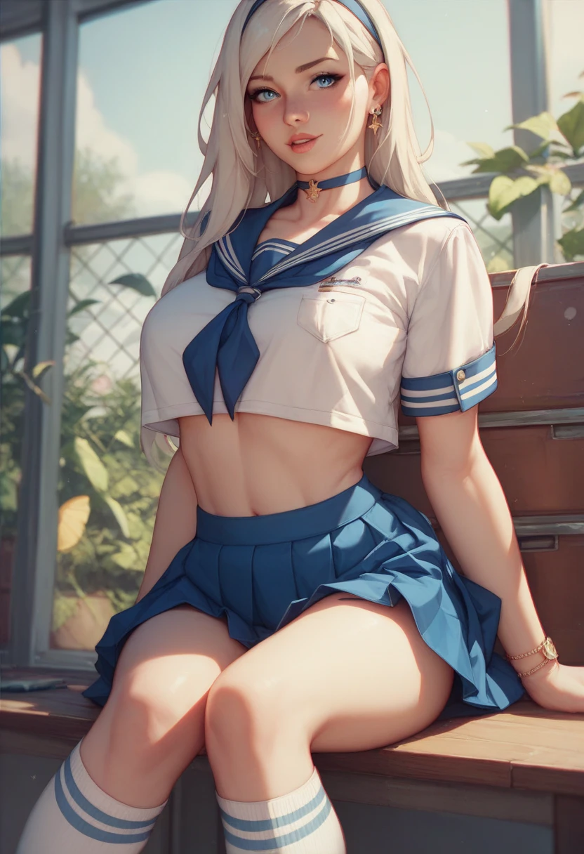 absurdres, masterpiece, best quality:1.2),illustration,8k,hd,ursula (takunomi),1girl, solo, blush, smile, closed mouth, (dark-skinned girl, dark tanned skin):1.5, sunburn:1.4, grey hair, long hair, red eyes, ((dragon horns)), small breasts, dark tanned shiny wet skin, blue cardigan, white shirt, red bowtie, blue skirt,sitting, squatting, ahegao:1.5, looking at the viewer, light rays, (((sitting, squatting))), (torn navy buruma, bloomers), cutout white shirt, navel, underboobs, lying, spreading legs, (((torn clothes, wet clothes))), ((long black loose socks)), peeing, peeing over bloomers,peeing,Beauty,highres, (good anatomy),hentai,masterpiece,ursula,girl,best quality,pee, peeing over bloomers, (spreading pussy by fingers), (bukkake), cum on body, cum on legs, cum on clothes, cum on face, steam:1.3