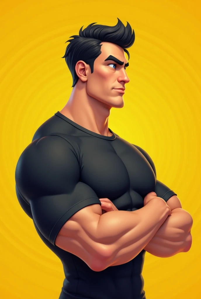 create a super high resolution 3d close up cartoon image of beaytiful muscles man