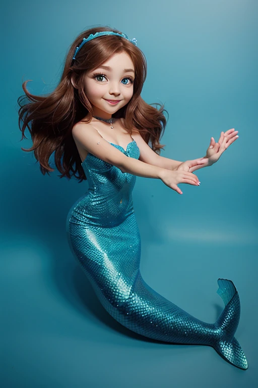 The Little Mermaid, under the sea, detailed fish tail, high-neck shirts, front view, large breasts