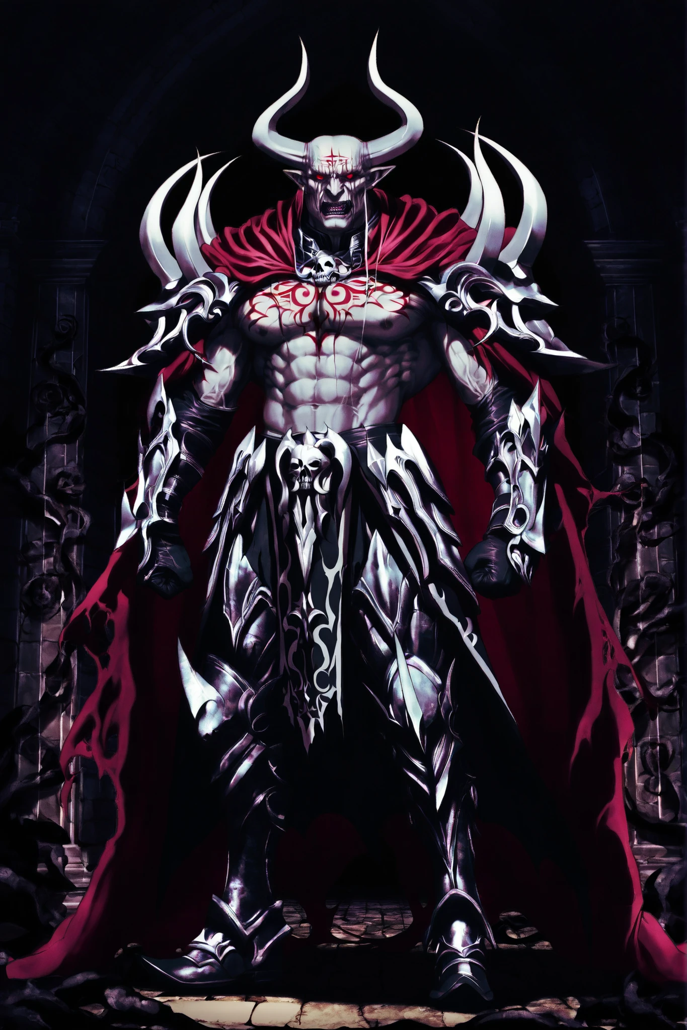 King of Terror、 Beelzebub、covered in armor、火inflammation、cave、horrible、Demon's Appearance、Looming、masterpiece、Highest Quality、Uncensored High Quality、extreme details、Photo realistic、physical base rendering、Studio Light、HDR、 horror、 Dark 、 dark、scared、Wicked、devil、 Beelzebub、huge、inflammation、red、orange、 darkcave、shadow、depth、force、Overwhelming Presence、Dignity、full body image、