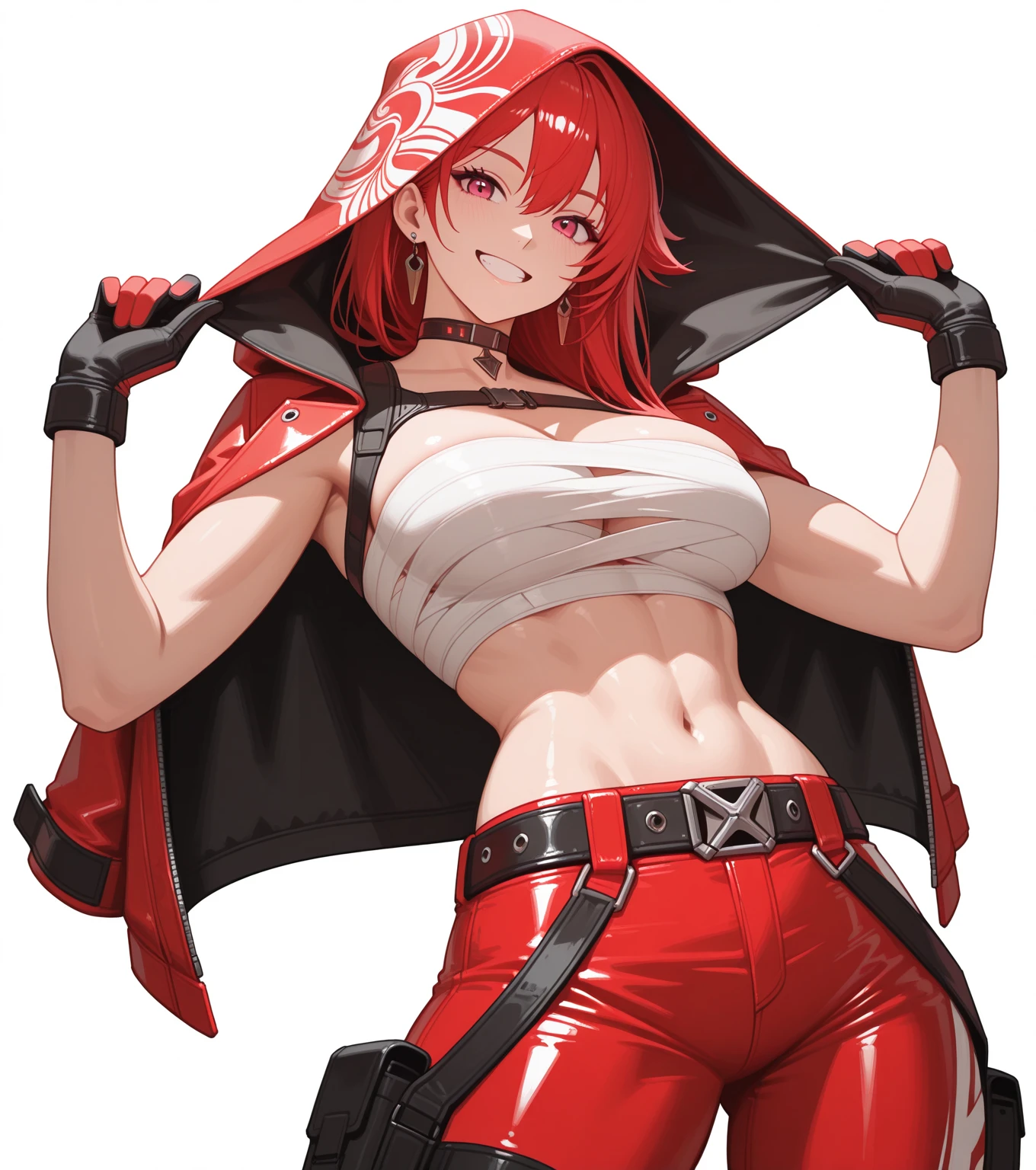 ((Highest quality)), ((masterpiece)), (be familiar with),Clementine,Overload,nsfw,Tattoo of the uterus,Sleeveless sweater,shawl,pants,Bewitching Smile,whole body