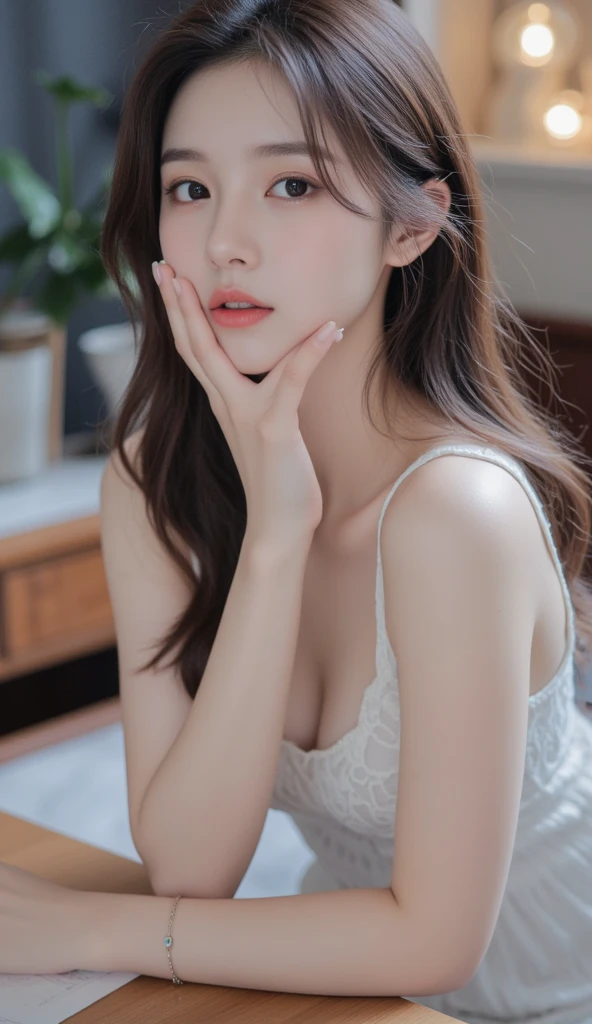 a beautiful japanese nurse girl, detailed face and eyes, long flowing brown hair, wearing a white nurse uniform, standing in a hospital corridor with a kind and caring expression, (best quality,4k,8k,highres,masterpiece:1.2),ultra-detailed,(realistic,photorealistic,photo-realistic:1.37),warm lighting,vibrant colors,intricate details,highly realistic,portrait,digital painting