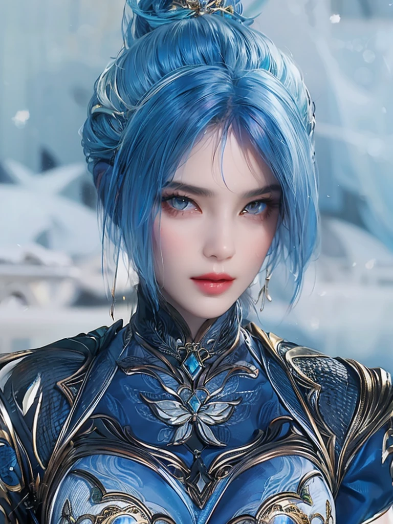 Arafed woman with blue hair and blue dress poses for a photograph, very beautiful elven top model, Fantasy close-up with water magic, realistic fantasy render, with long hair and piercing eyes, 3D rendering of characters 8k, 4k fantasy detail, azure. Detailed hair, fantasy art style, beautiful portrait in fantasy style, beautiful fantasy portrait, full length, позирует full length