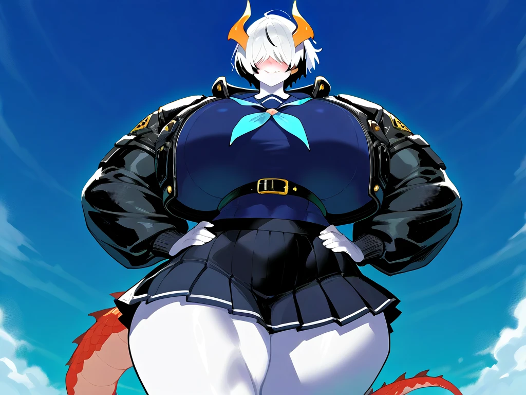 helga, dark-skinned female, short hair, silver hair, bikini, horns, red eyes, shorts, huge breasts, no wings, muscular female, thick thighs, thick arms, tomboy,full body tatto,, no tail,fertility tatto, breeding tatto,smug, holding axe, reflection light, blending, bloom, god rays, ray tracing, Fujicolor, drop shadow, Gothic art, anime, Ghibli-like colours, anime style, UHD, retina, masterpiece, ccurate, anatomically correct, textured skin, super detail, high details, high quality, award winning, best quality, highres, 1080P, HD, 4K, 8k, 16k,standing, warrior pose, axe holding,refsheet, charactersheet