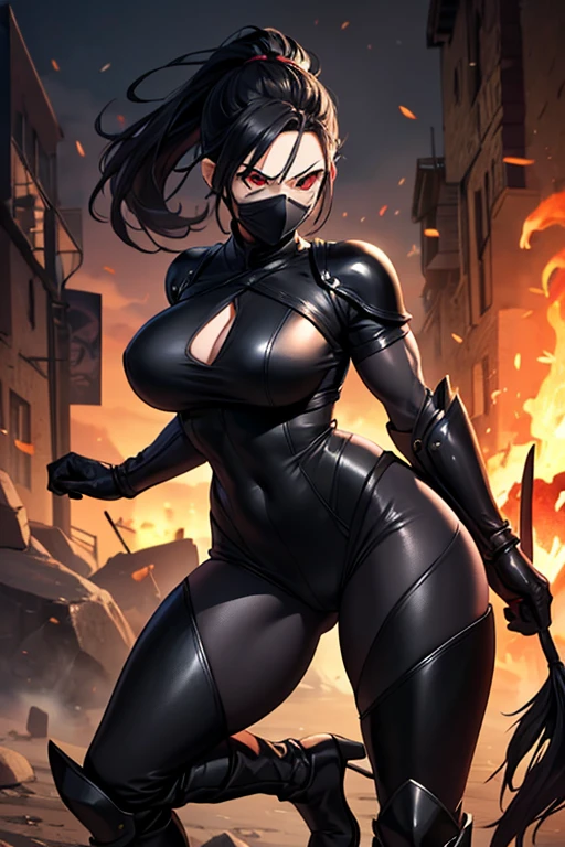 Outrageous resolution、masutepiece++, Best Quality++, ultra-definition++, ultra-definition++, 4K++, in 8K++, Side view, (Background Focus)++, Extremely detailed, Muscular wild big with clearly visible abs and muscles, (Bleeding)++, (Exploding battlefield),(appearance々A huge breasts mafia group full of scars in a colored full-body suit), (((Wrap dynamite and grenades all over the body)))+++、(Evil), (shiny hair and skin),(Whole body々Wearing a colored suit), short-haired,(Colorful eyes), (Asahi), (Wearing a full-length suit)+, ((Muscle big breasts mafia full of scars)) +++, Evil, ((Beautiful)), ,Explode on the battlefield,perpetrator, ragged clothes, evil eyes, western architecture, Dark tones, fantasy-inspired, hard disk, Best Quality, game, Wallpaper, dark environment,Belt bag, (battle posture), Lively, cleanshaven, Tight abs, Tomomo with tense muscles, Evil smile, Perfect eyes, Pupils, Perfect hands, Bloody Body, Wild tattoo, Evil atmosphere, (wet effect)+, (light effect), (Cinematic Light)+, (Light cinematic)+