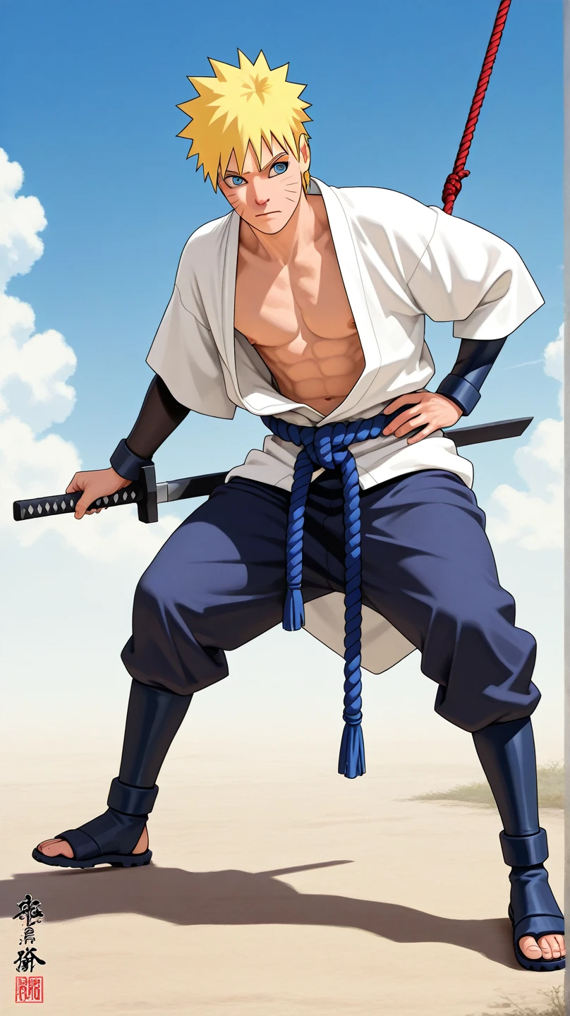 full body in image, masculine pose, unique hair, full man, white harem pants, male body, slender body, short hair, full body, hot body, sexy male body, dinamic pose, six patch. detalied pose, body, simple background, expressive face, focus on face, line art, sketch