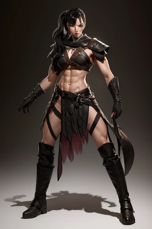 (((of the highest quality: 1.4))),(unparalleled masterpiece ever), (Ultra high definition),(Ultra realistic 8K CG), (((adult body))), (((1girl in))), ((( Bob Shorthair ))), Gladiators with perfect bodies,,Beautiful and well-groomed face,muscular body:1.4,Detailed breastplate, gauntlets、is standing, (Image from head to thigh),(( Black Hair Bob Shorthair )),, Simon Bisley's urban savage style,Detailed ancient Roman background,Clean abs, Complex equipment, Dark brown with white stars and gray and white stripes,,,s Armor, Poison tattoo