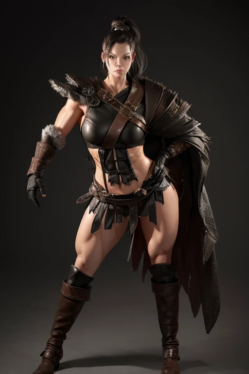 Girl bloodthirsty manhunter muscular rndmln, predator braids, demon armor, dynamic pose, Isolated uninhabited islands at dawn, Dynamic stepping perspective, Medium step, (((Sexy clothes))), ((sexy pose, sexy dressed)), 8K, (skin texture:1.1), (Sweaty body 1.1), (Skin shine 1.1), (highly detailed face:1.1), Highly detailed body, Very detailed clothes), (Realistic Ultra High Definition, 8K, ultra high resolution, film grain, cinematic lighting, Rim lighting, photo by Arnie Freytag