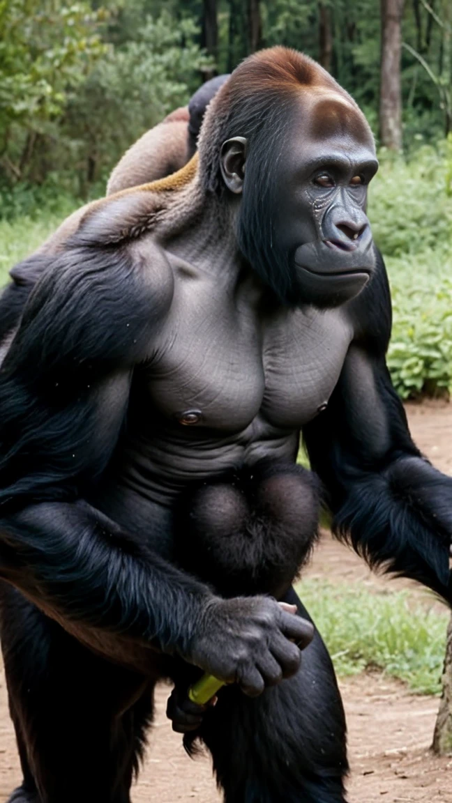 Handsome、cool、Realistic gorilla、男らA funny expression、Popularity、Masterpiece、high resolution、Wild Gorilla、Rin々A funny expression、muscle、whole body、I am working on the farm