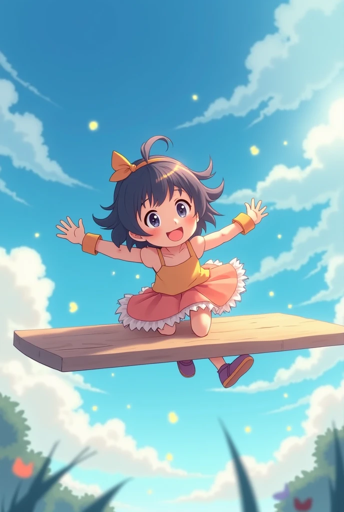 ((Highest quality)), ((masterpiece)), ((Very detailed)),floatingする女の子,Angry expression,floating,floating,Confetti,Brown Hair,tears,Rapid Rise,最高masterpiece,Blue sky and clouds background,Raise your feet into the air