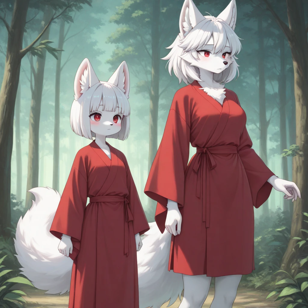 (masterpiece:1.2, best quality), 3girls,  child,  , petite, flat chest, white hair, (big white fox ears), ginger hair, (big ginger fox ears), black hair, (big black fox ears), (white kimono), (black kimono), (red kimono), naked breast, topless, nipple, hugging, blush, smile, shy, winter, snow, winter forest, anime minimalist, watercolor