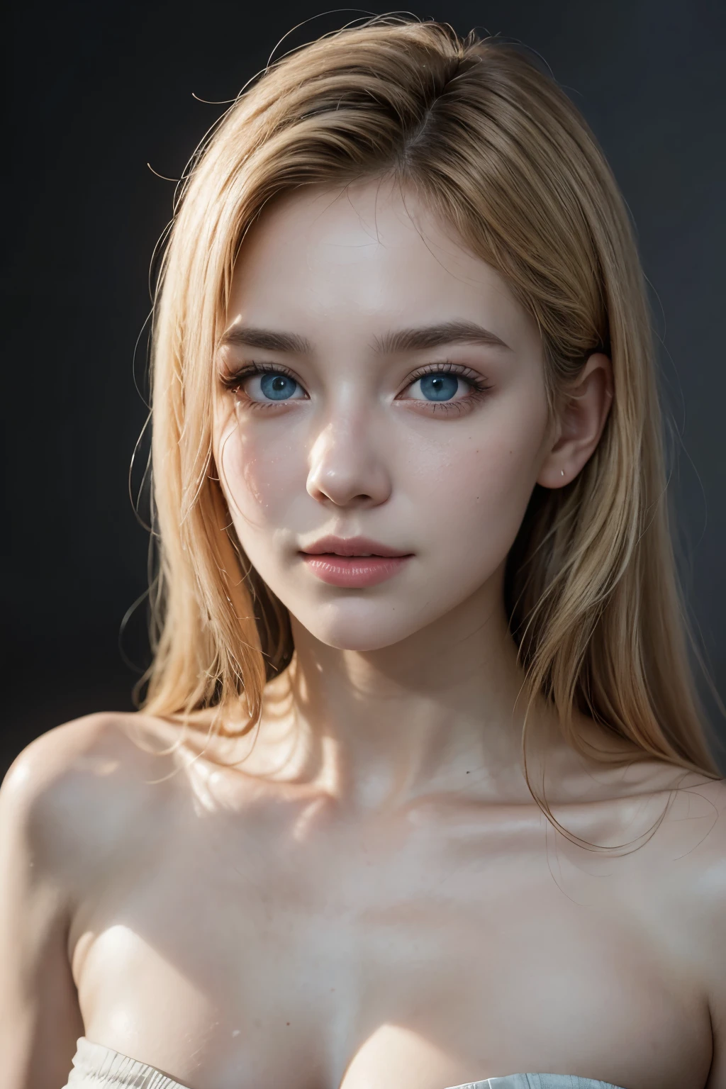 Create a hyper-realistic image of a young woman, approximately 20 years, with the following features: slightly dark blue eyes, with a detailed texture that shows depth and realism. Hair must be light blonde, short and wavy, with a natural texture and visible details in each strand, showing beautiful and well-groomed hair. The skin should be white and thin, with some freckles distributed naturally on the cheeks and nose, and must have visible pores and slight imperfections to add realism.
Makeup should be professional but pleasant, without exaggerating: soft and well-blended shadows on the eyes, fine and precise eyeliner, well-defined and voluminous eyelashes, a touch of blush on the cheeks, and lips with a natural color, slightly pink and shiny. The facial structure should have high cheekbones, a softly defined jaw, and a not very prominent forehead for a harmonious appearance. The nose must be perfect and proportional to the face.
Facial expression must be natural, with a light flirtatious smile that attracts with its beauty and magnetism. Lighting should be natural and soft, highlighting facial features without creating harsh shadows. The background must be a believable environment of a house, such as a well-decorated living room or an outdoor garden, without blurring, showing details such as furniture, plants and decorative elements.
The photograph must be a portrait where the woman is posing in a natural and relaxed manner., a little further away towards the background so that part of the environment can be seen, capturing an authentic, everyday feel. The flirtatious smile should catch the attention of onlookers and add a touch of charm.
Add additional fur texture details, subtle shadows around the eyes and nose, and ensure that all aspects of the face, including makeup and eyes, look as realistic as possible.