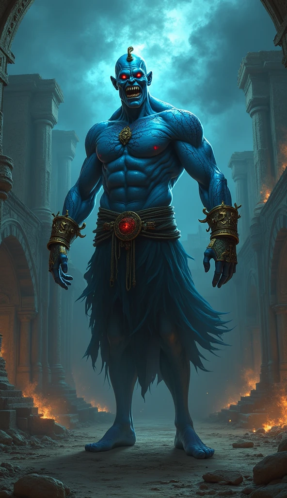 Avatar, male Na'Vi, humanoid, alien, with blue skin, athletic, loincloth, stripes, barefoot, savage, macro