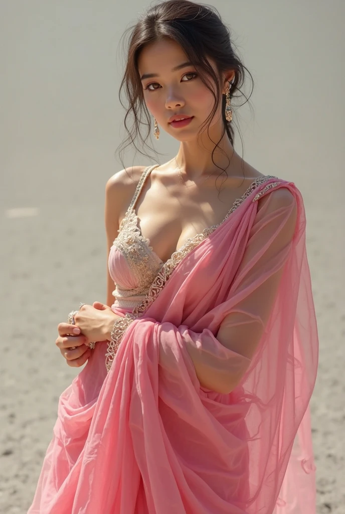 The most beautiful woman in China,Full body photo,delicate sexy collarbone,Charming goose egg face,二重まぶた,Bright peach blossom eyes,Pink lips,Small upturned nose,Bare shoulders,Focus on the face,closeup of face,hyper HD,super detailing,Full body photo,Ultra-thin light transmission,Full of shyness,Crimson cheeks,Super skinny and beautiful camisole vest,Wet temptation,Long black hair,Hair grows to the feet,White transparent clothes,On a long beach by the sea,There is sea water and blue sky,Dingdall effect,Contre-Jour,edge lit,twotonelighting,(highdetailskin:1.2),8K, Ultra HD, Digital SLR, softlighting, high high quality, volumettic light, photore, A high resolution, 4K, 8K, --auto