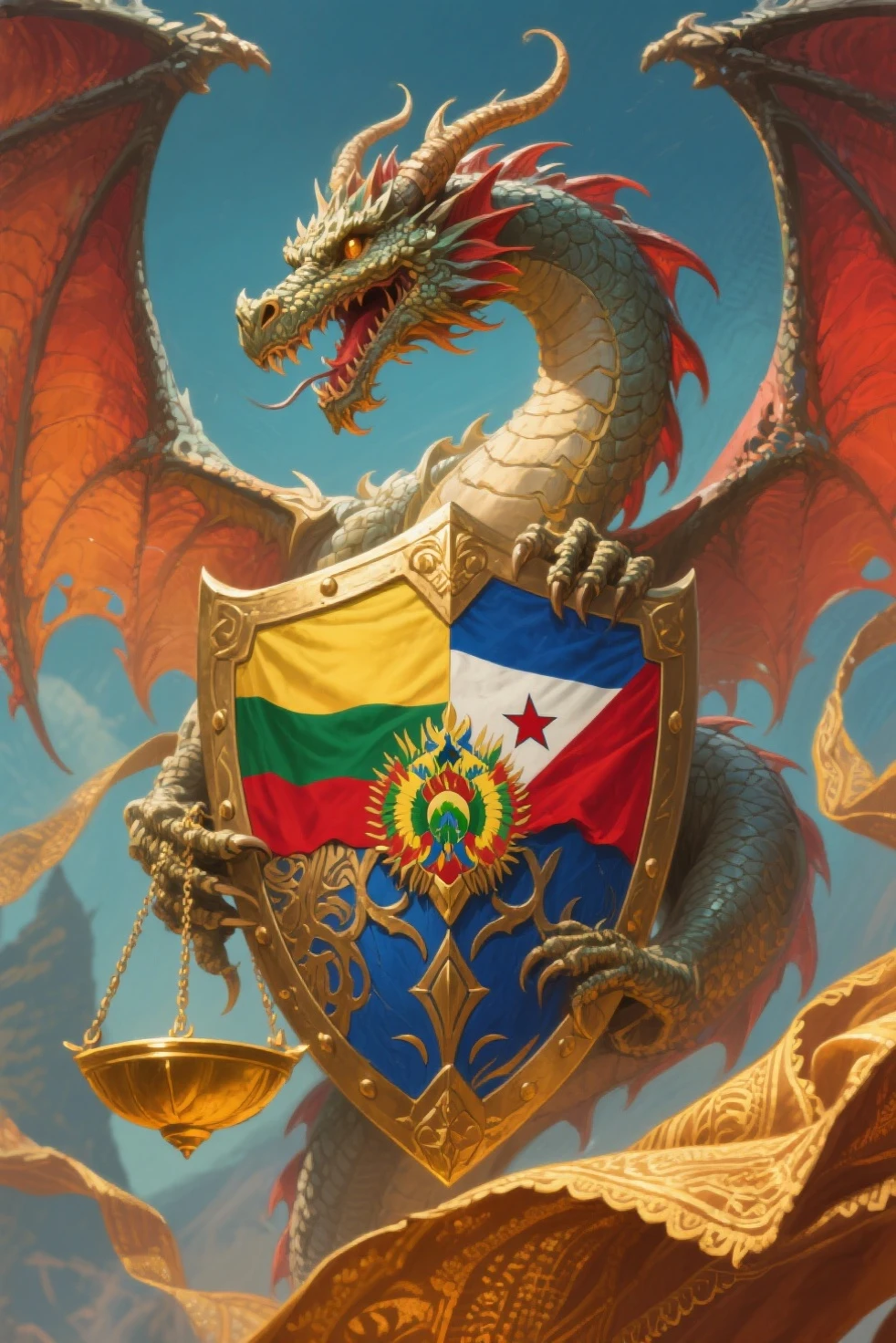 Profile photo with a dragon and a gay flag background 