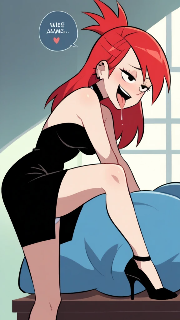A beautiful girl with short red hair wearing a bunny girl costume, posing in a bedroom with hose, medium chest, and bunny ears, photographed from below, have sex, W, pushup, pussy ju squirt, orgasm feel, , high heels, platform boots, hard fuck, at night club