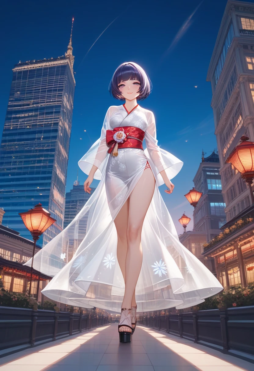 full body, masterpiece, Best quality,1girl,Sakura Haruno,small breasts, Off-the-shoulder attire,Raised sexy,shy,smile,pink hair,short hair,(Green eyeballs:1.4), Forehead protection, ondoors, standing, naked, sandals, ((dark atmosphere, night time))