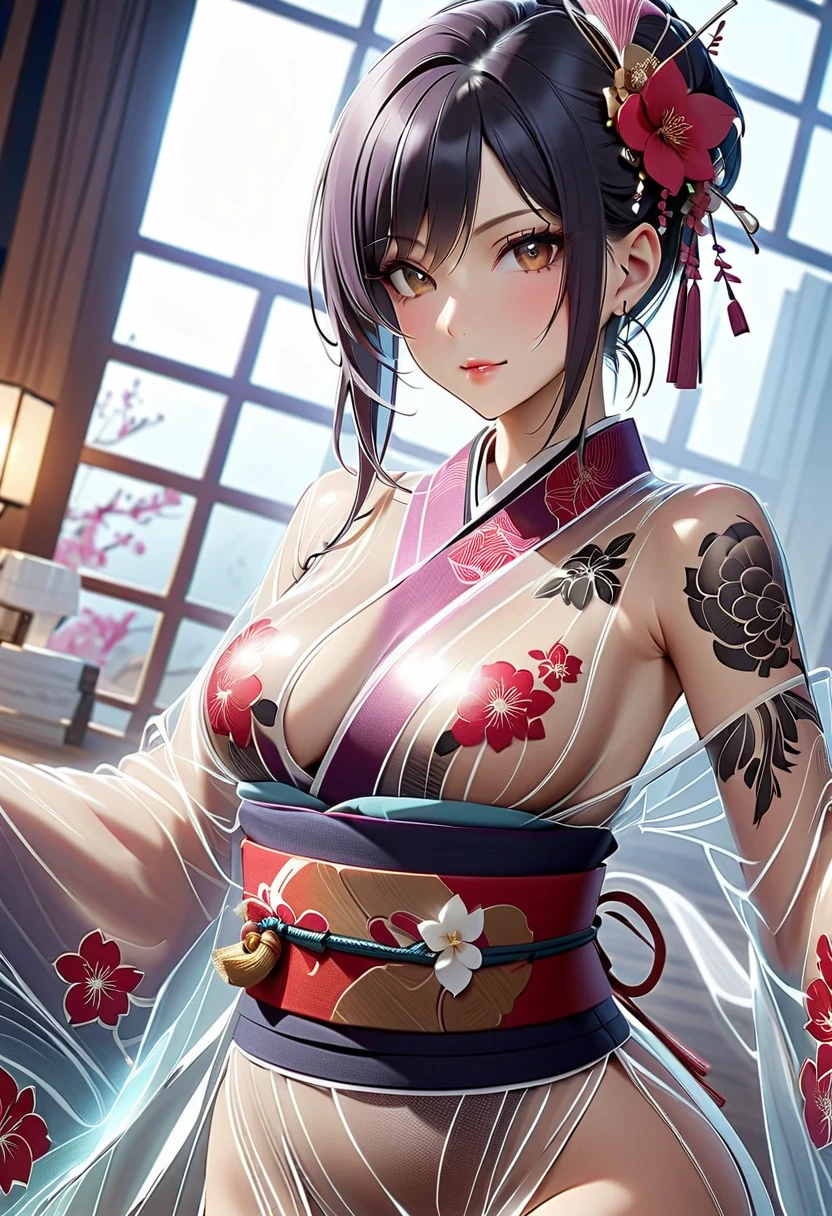 (((Looking away:1))), ((Look at another one:1)), fox incarnation、Sexy Female Warrior、Japan Yokai、Sexy fox female warrior with a Japanese sword、(((Fox ears)))、A figure holding a beautiful sword, (Nipple bumps:1), (((1 girl in:1))), ((pale skin))、Melancholy beautiful face、Beautiful expression、Sexy face、Nipple bumps, (((Lower breast)))、(((Beautiful breasts ))), Beautiful 、Super fine face、Delicat eyes、(Double eyelids)、 (((1 Japan Woman:1)))、 20yr old,((See-through kimono)), (Show off by wearing Japanese revealing clothes), ((nipples through)), ((see-through japanese nightgowns)), ((Bottomless))