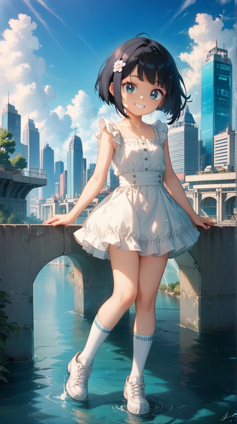((Pastel_colors_latex Tank top, Dark_colors skirt)), skindentation, skinny, solo, 1 woman, Masterpiece, highest quality, highest quality, 16K, incredibly absurd, highly detailed, 2.5D, ai-generated, delicate and dynamic, very delicate facial expressions, delicate eye depiction, only sexy woman, ((A cute and kind face)), healthy figure, 25-year-old woman, Brown hair, black eyes, 160cm tall, medium firm swaying bust, blush, Sweat,Embarrassed,sexy, ((thin thighs)), ((shiny and lustrous)), facing straight at viewer, (Erect nipples:0.7), (visible nipples:0.5), ((Oily_skin)), dutch angle, ((erotic pose)), Dynamic poses, A city park in midsummer,