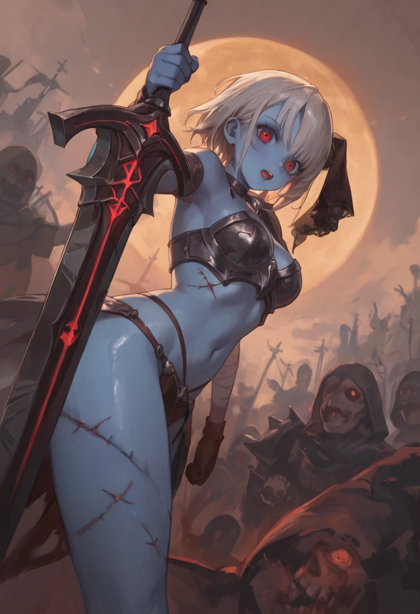 girl,, rotting zombie warrior, zombie armor and weapon, facepaint, bodypaint, evil look, accesories, exposed breasts, small breasts, naked breasts, topless, vibrant appearance, creative behavior, imaginative, sensual, spontaneous, highest quality, skin texture, intricate details, (cinematic lighting), RAW photo, 8k