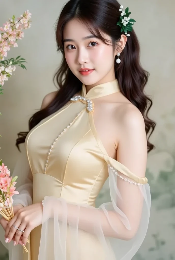 (a girl with beautiful detailed eyes,rosy lips and a radiant smile) (sits gracefully in a colorful blooming garden) (surrounded by vibrant flowers and lush greenery) (under the peaceful and gentle moonlight) (shining down from the celestial moon palace) (named after the legendary Chinese goddess Chang'e). (The girl holds a plate of delicious mooncakes) (decorated with intricate patterns and filled with sweet flavors) (symbolizing reunion and joy) (during the Mid-Autumn Festival). (A group of adorable rabbits) (playfully hop and frolic around the girl) (adding a playful and lively atmosphere to the scene).
(best quality, 4k, 8k, highres, masterpiece:1.2), ultra-detailed, (realistic, photorealistic, photo-realistic:1.37) (illustration) (crafted with meticulous brushwork and vibrant colors) (evoking the essence of traditional Chinese painting) (to create a harmonious blend of tradition and imagination). The (soft lighting) (illuminates the scene with a gentle glow) (accentuating the dream-like ambiance) (and enhancing the enchanting beauty of the girl and the garden). Additionally, the (assorted warm colors) (imbue the scene with a sense of comfort and tranquility) (while paying homage to the autumn season and the festival's traditional color palette).