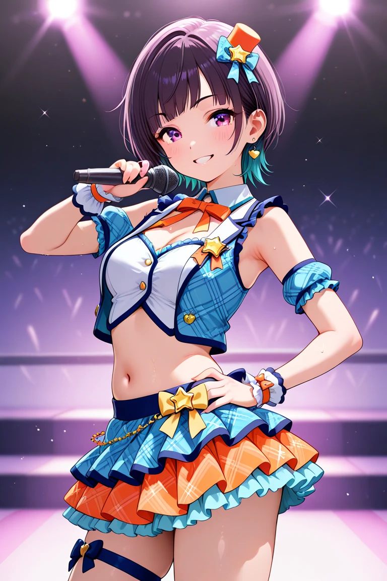 kiriya aoi, <lora:kiriya aoi_v3:1:ALL1>,fullbody,
polka_dot_bow,  polka_dot_ribbon,  polka_dot_skirt,  skirt,yellow short-sleeved sailor suit,, ((masterpiece,highres)),
