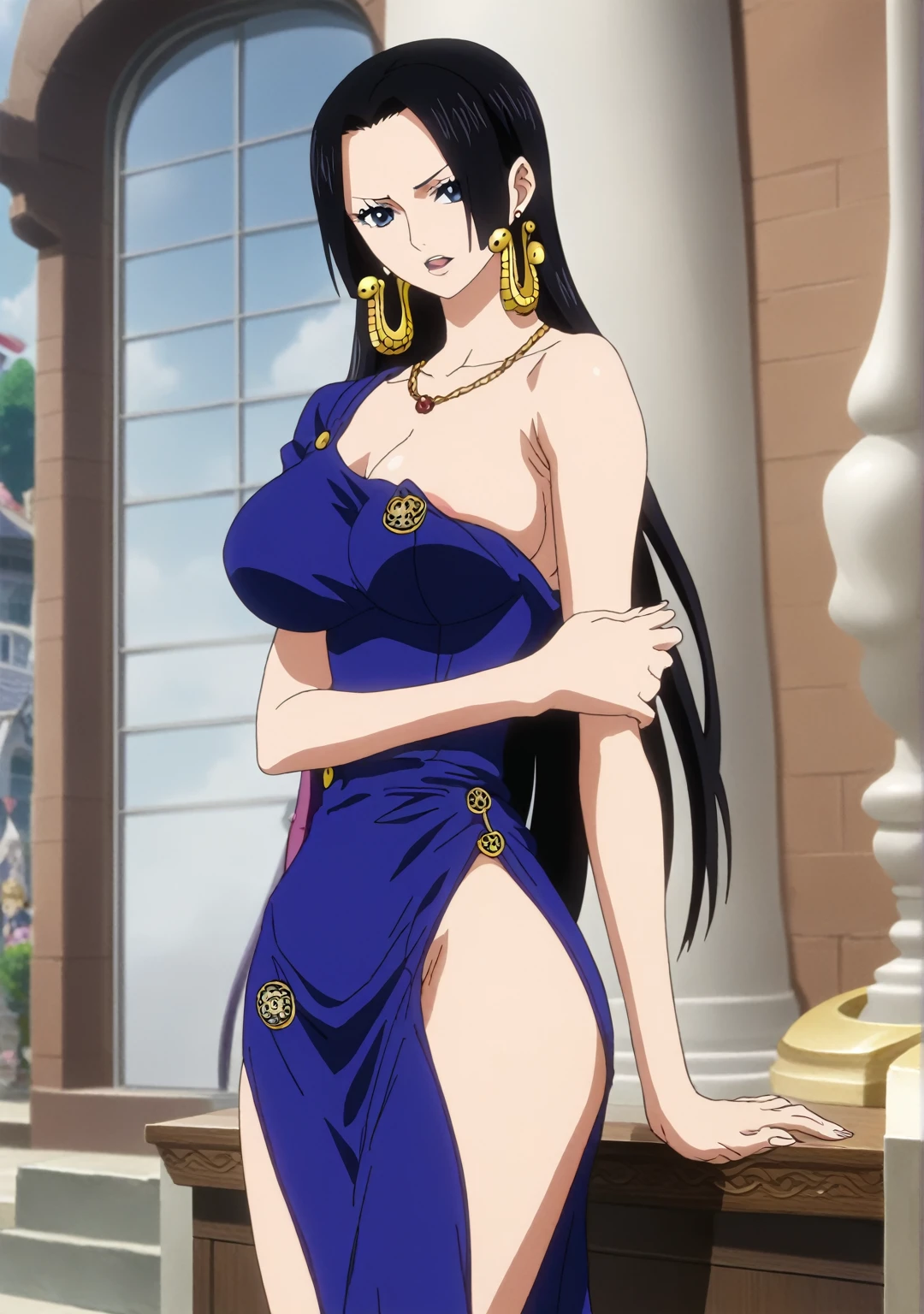 Robin de One Piece, pose sexy, Y si , Elly, 8k, anime, ribera, teta grande, grande, ojos azules, senos, bikini