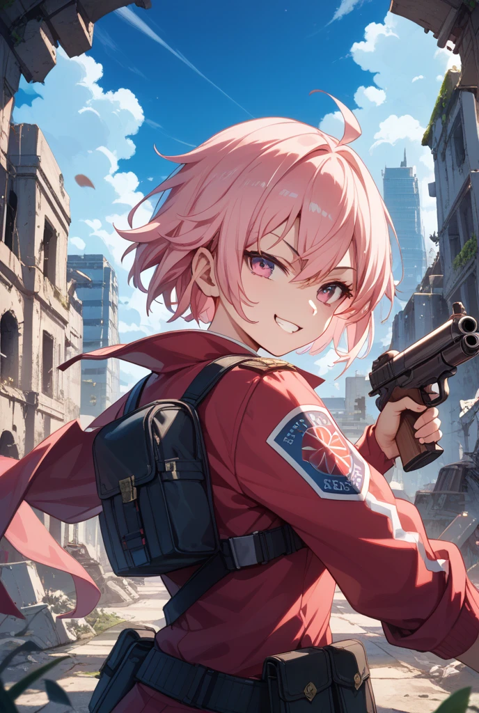 anime style, super fine illustration, highly detailed, dynamic angle, beautiful detailed, 8k, A Self-Defense Force member salutes solemnly. Behind them, the Hinomaru is proudly raised, swaying in the wind. In the background, the Japanese national flag is visible, conveying their sense of pride and duty.(highest quality、masterpiece、High resolution、detailed)、animeスタイル、Flat Style、 BREAK,extremely detailed、Fun Themes、Dynamic Angle、anime