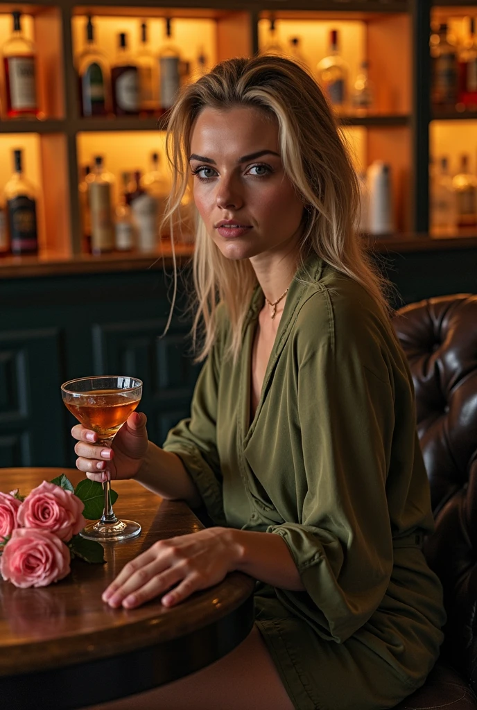full shot, Full body portrait, beautiful hot and sweaty woman, 22 years, sitting on a messy, unmade bed in a hot old house with her legs raised, wearing a short cotton dress with pink floral print, wet blonde short hair, beautiful tanned legs, holding a glass of ice, 8k lighting, extremely photorealistic, uhd 4k highly detailed, ((ethereal lighting, ultra high resolution.photorealistic:.1.4, (high detailed skin:1.2), 8k hd, DSLR, high quality, film grain, Fujifilm XT3,(Masterpiece) (Best Quality) (detailed) (cinematic lighting) (sharp focus) (intricate)